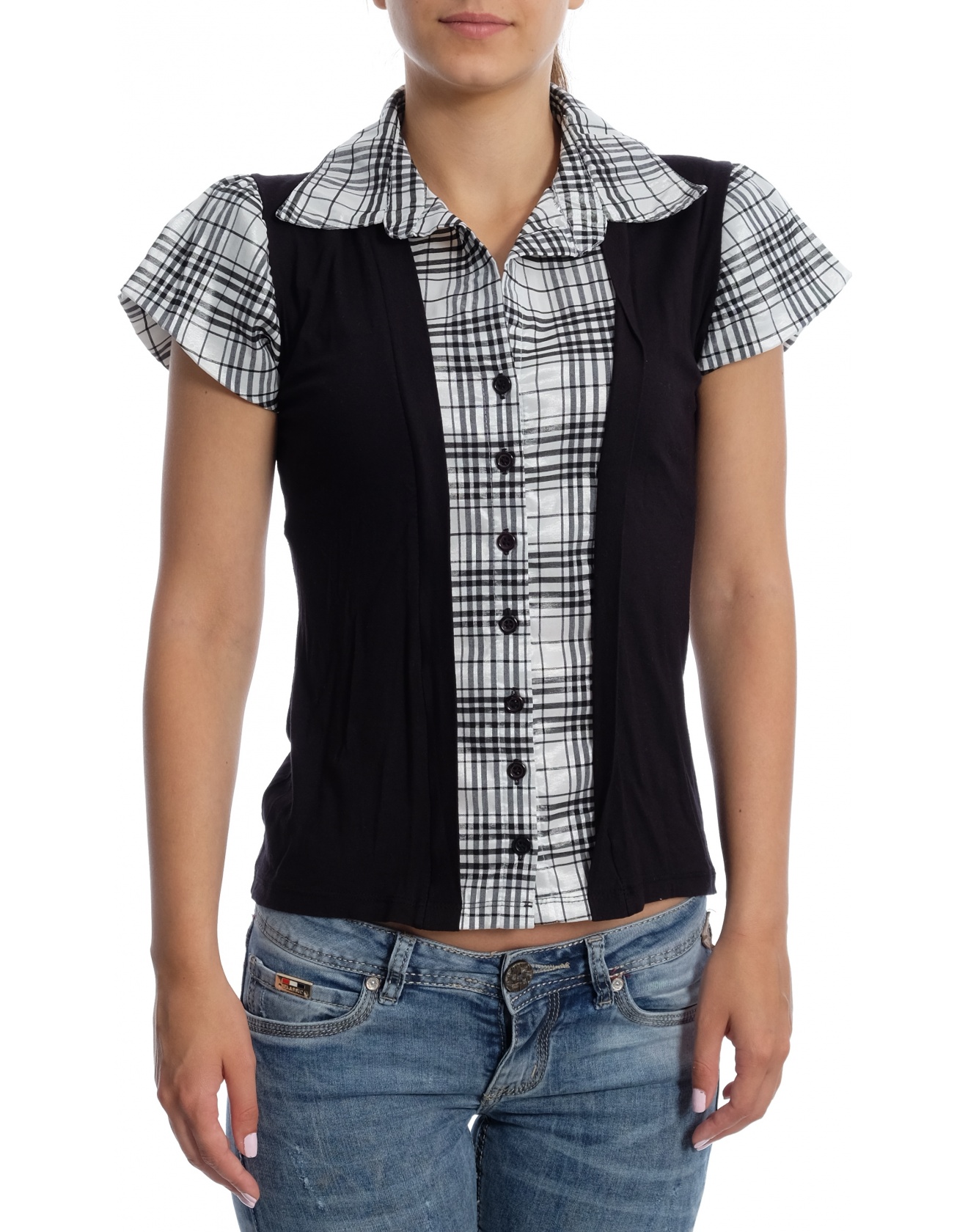 Дамска риза с къс ръкав