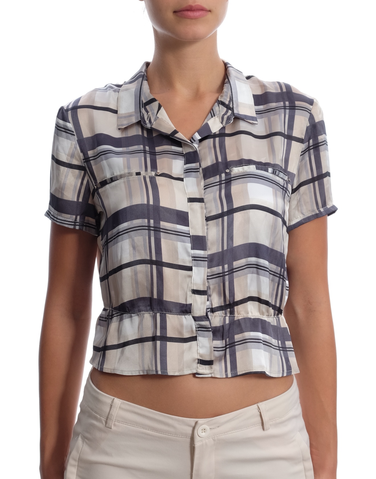 Дамска риза с къс ръкав MANGO