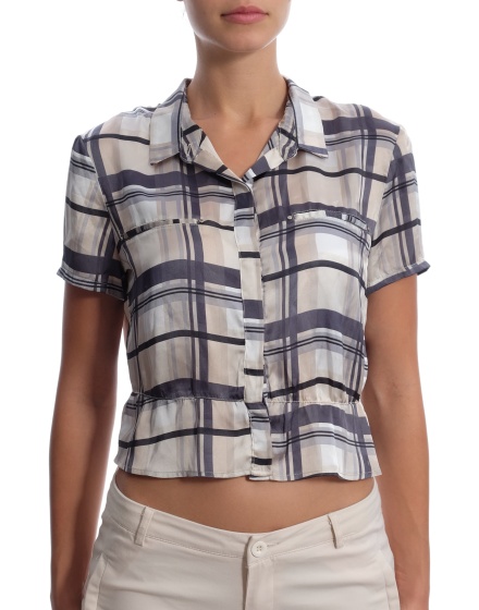 Дамска риза с къс ръкав MANGO