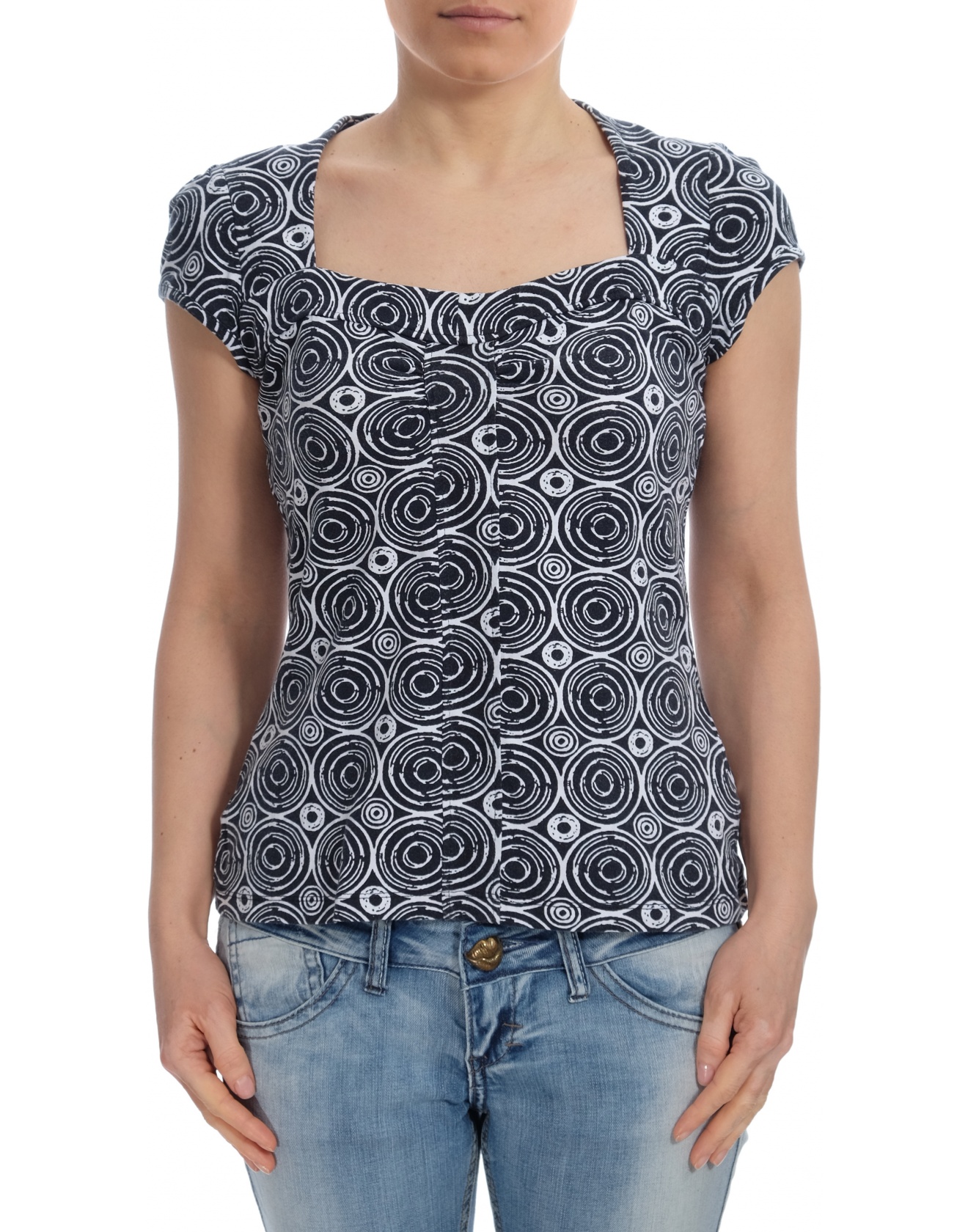 Дамска блуза с къс ръкав