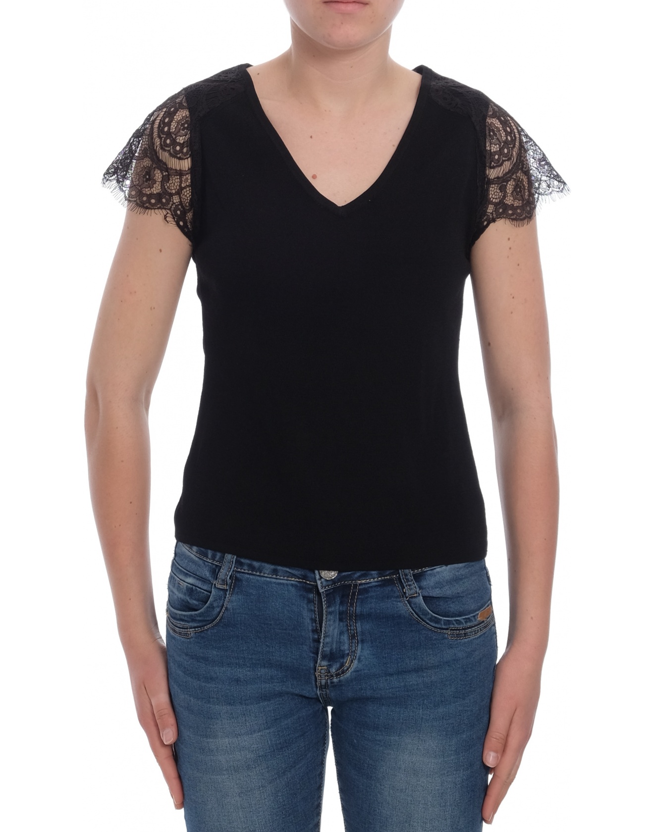 Дамска блуза с къс ръкав MANGO